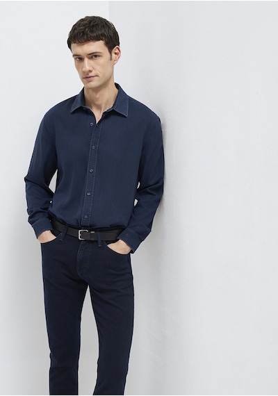 Mavi - Lacivert Tencel Liyosel Gömlek 0210818-70494 Lacivert