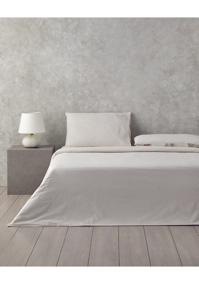 Modern Argyle Pamuklu Ranforce Tek Kişilik Nevresim Takımı 160x220 Cm Bej Bej