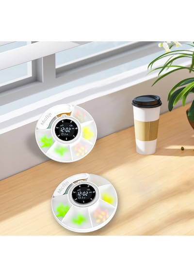 Micflip S03 Alarm Ve Takip Özellikli Akıllı İlaç Saklama Kutusu Beyaz