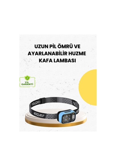 Üç Renkli Led Kafa Feneri 53 Mod Güç Göstergeli Type C Şarjlı Mh-hs9317-2053