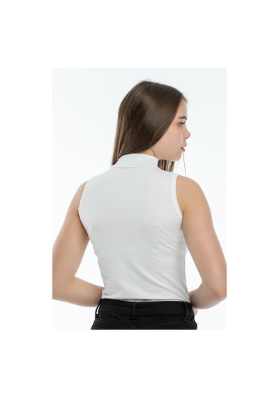 Refox Kadın Beyaz Kolsuz Boğazlı Body Çok Renkli