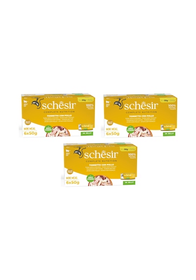 Schesir Ton Ve Tavuklu Tam Ve Dengeli Jöleli Multipack Kedi Konservesi 6 X 50 G 3 Lü Paket