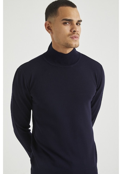 Lacivert Erkek Slim Fit Yarım Balıkçı Yaka Akrilik-pamuk Karışımlı Basic Triko Kazak Lacivert Lacivert Erkek Slim Fit Yarım Balıkçı Yaka Akrilik-pamuk Karışımlı Basic Triko Kazak Lacivert