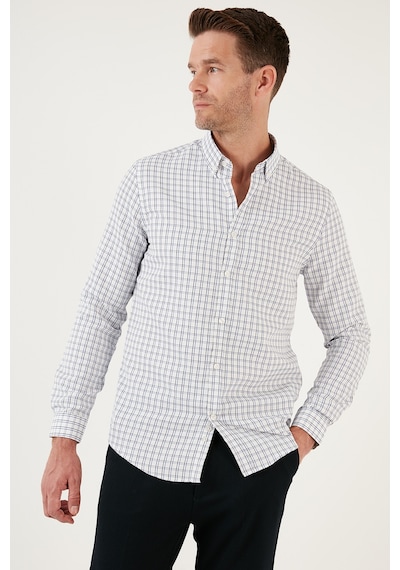 Buratti Kareli Pamuk Karışımlı Düğmeli Yaka Uzun Kollu Slim Fit Erkek Gömlek Cf23S7497 Lacivert-Siyah Buratti Kareli Pamuk Karışımlı Düğmeli Yaka Uzun Kollu Slim Fit Erkek Gömlek Cf23S7497 Lacivert-Siyah