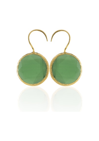 Kadir Jewellery 22 Ayar Altın Kaplama Kadın Taşlı Küpe -el İşçiliği Ve Hipoalerjenik Küpe Yeşil 37553447