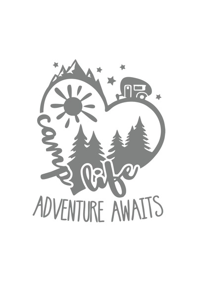 Camp Life Sticker 17x17 Cm Gri
