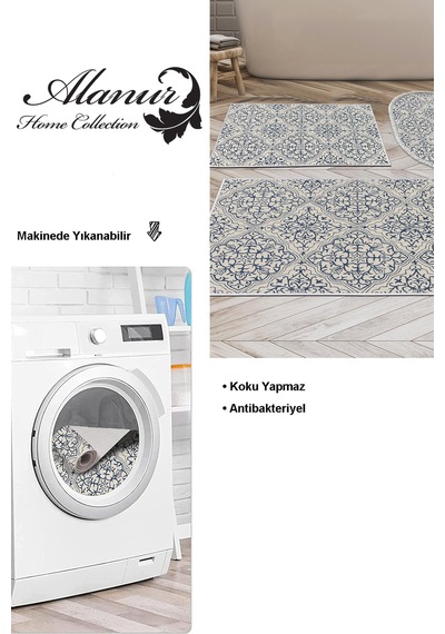 Dekoreko Kaymaz Taban Djt 3 Lü Banyo Paspas Takımı Trend Karışık Modern 1906m krem
