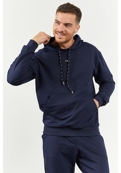 Tommy Life İndigo Kapüşonlu Kanguru Cep Lastik Paça Erkek Oversize Eşofman Takımı - 85117 İndigo