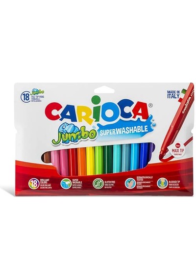 Carioca Jumbo Süper Yıkanabilir Kalın Keçeli Boya 18'li