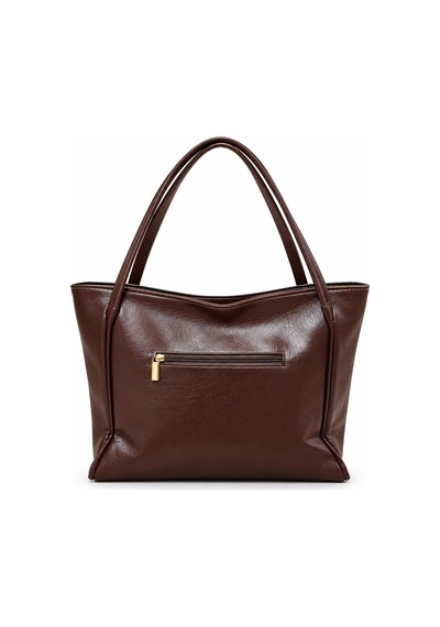 Kadın Fularlı Fermuarlı Kapamalı Shopper El Ve Omuz Çantası Acı Kahverengi