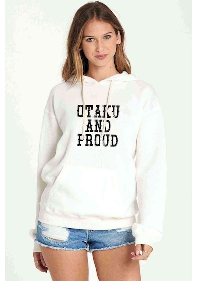 One Punch Man Baskılı Beyaz Kadın Kapşonlu Sweatshirt (534807880)