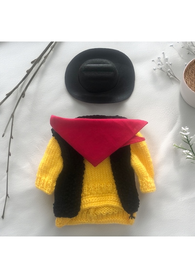 Kedi Ve Köpek İçin Redkit Kostümü Şapka, Bandana, Kazak, Yelek Takım