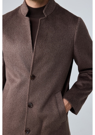 Danger Erkek Relaxed-fit Premium Yün Kaşe Kaban Kahverengi 4351dngr