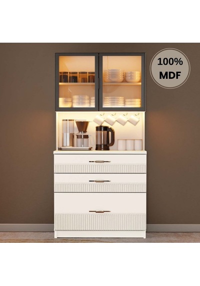 Menekşe Mdf Kahve Köşesi Dolabı Çekmeceli Işıklı Aytaşı