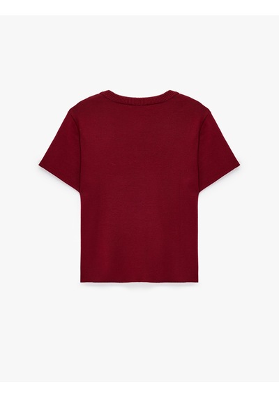 Koton Mürdüm Rengi Triko Hırka Regular Fit Kısa Kollu Bisiklet Yaka Düğmeli Mürdüm 7wak90597ht Mor