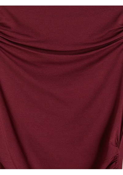 Lcw Vision Bordo Dantel Detaylı Asimetrik Kesim Bluz