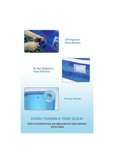 Heykida Swim Safe Dikdörtgen Havuz 265x175x50cm Mavi