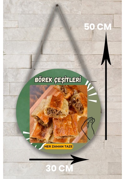 Börek Salonu İçin Duvar, Kapı, Tek Taraflı Askılı Pano Karşılama Tabelası, Börek Dükkanı Tablo Süsü