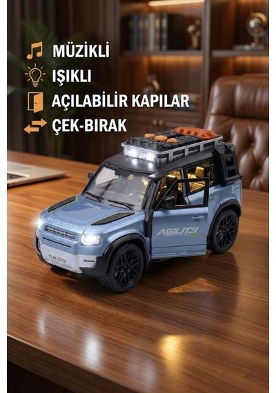 Çek Bırak Oyuncak Araba Defender Model Jip - Kapıları Açılan Lüks Arazi Aracı 17 Cm Çok Renkli