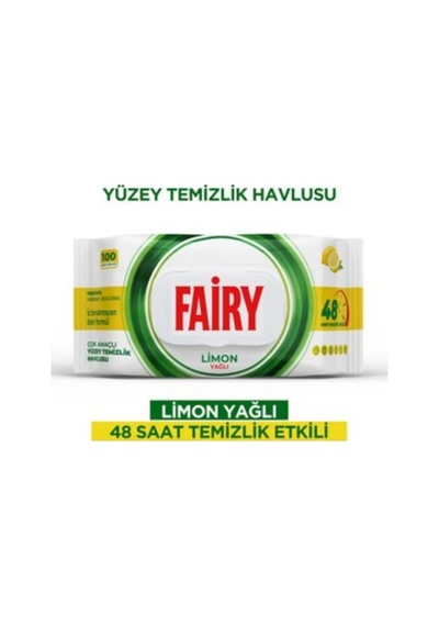 Fairy Yüzey Temizlik Havlusu 100'lü Limon Yağlı 12'li Paket 12'li Set