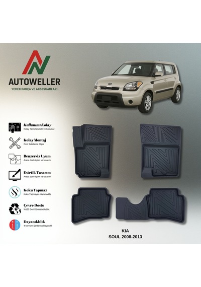 Kia Soul 2008-2013 Uyumlu Havuzlu Oto Paspas