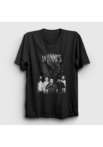 Presmono Unisex Band In Flames T-shirt Siyah