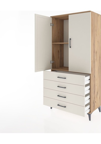 Hyperion Dolap 2 Raflı 4 Çekmeceli 2 Kapaklı 88x44x182 Çam-ay... Çam Hyperion Dolap 2 Raflı 4 Çekmeceli 2 Kapaklı 88x44x182 Çam-ay... Çam