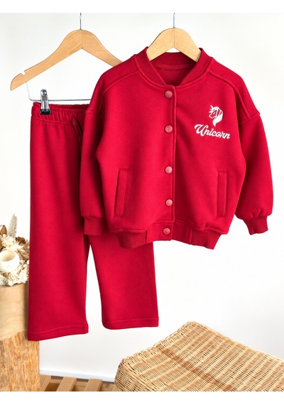 Elzo Collection Unisex Çocuk Unicorn Nakış İşlemeli Bordo Kolej Ceket Eşofman Alt Üst Takım Elzo Collection Unisex Çocuk Unicorn Nakış İşlemeli Bordo Kolej Ceket Eşofman Alt Üst Takım
