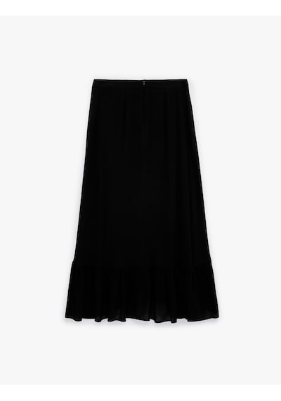 Koton Viskon Crinkle Kumaş Midi Etek Siyah 6sak70014ew Siyah