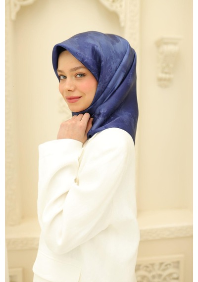 Silk Home Desenli Shiny Eşarp - 8647 - Gece Mavisi Gece Mavisi
