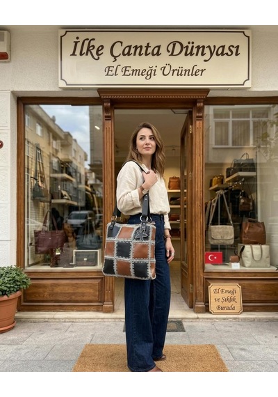 İlkecantadunyasi İlke Çanta Dünyası El Yapımı Patchwork Taba-siyah Deri Büyük Boy Tote El - Omuz Çantası Taba - Siyah İlkecantadunyasi İlke Çanta Dünyası El Yapımı Patchwork Taba-siyah Deri Büyük Boy Tote El - Omuz Çantası Taba - Siyah