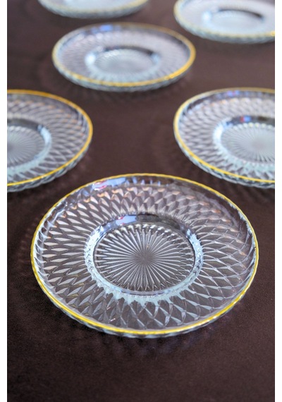 Tabak Evi Altın Yaldız Cam Çay Tabağı 12cm 6 Lı 2494 Şeffaf