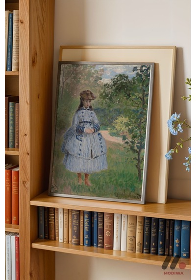 Claude Monet Bahçede Kız Çocuk, Siyah Çerçeveli Duvar Tablosu - Sanatsever Hediyesi