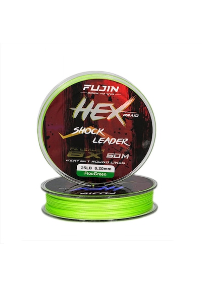Fujin Hex Braid 8x 0.20mm 50mt Fluo Green Pe İp Shock Leader