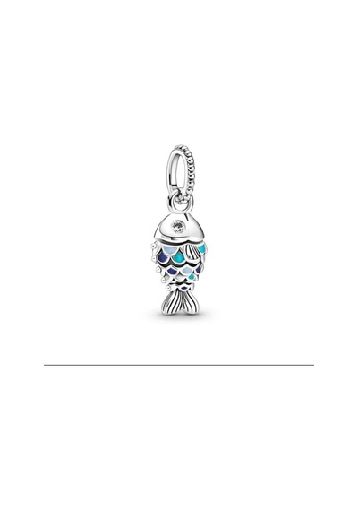 Mavi Pullu Balık Sallantılı Charm Gümüş