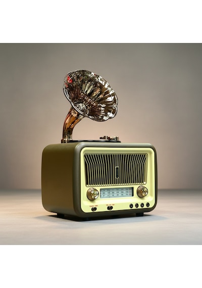 Rt-608a Gramafonlu Tasarım Nostalji Radyo,bluetooth Trend Nostaljik Radyo Büyük Boy