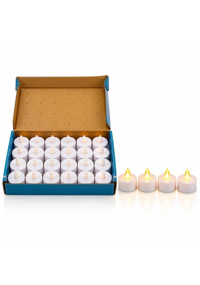 24 Adet Pilli Yuvarlak - Beyaz Renkli Led Mum Çap : 3.7cm Yükseklik : 3.5cm İ10-024 5332