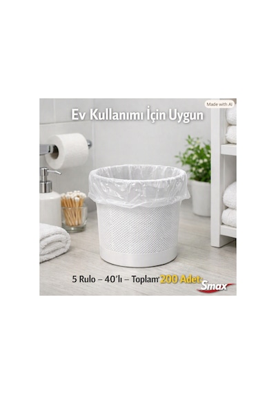 Mini Boy Çöp Torbası 40x50 Cm Şeffaf 200 Lü 5 40 Ev & Ofis Tipi Küçük Çöp Poşeti