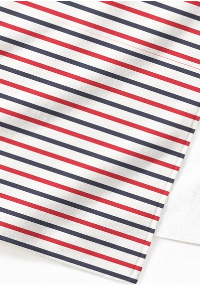 Çizgili Marine Plaj Havlusu - Lacivert Kırmızı Modern Nautical Hızlı Kuruyan Mikrofiber Havlu Kumlu Papatya