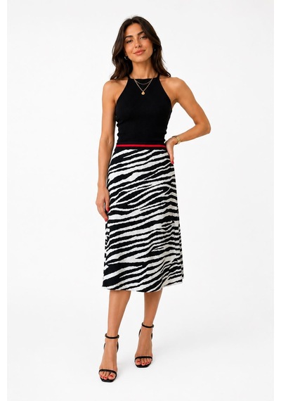 Neden Tekstil Kadın Zebra Desenli Midi Etek - Çok Renkli