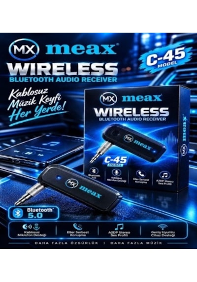 Mikrofonlu Aux Bluetooth 5.0 Araç Kiti