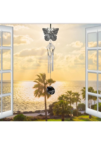 Feng Shui Kelebek Temalı Rüzgar Çanı Dış Mekan Bahçe Balkon Süsü Yeni Ev & Arkadaş Hediyesi 60 Cm. 60 Cm