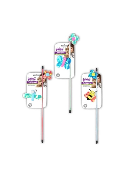 Pawise 28261 45 CM Peygamber Böcekli ve Parlak Çiçekli Kedi Oltası