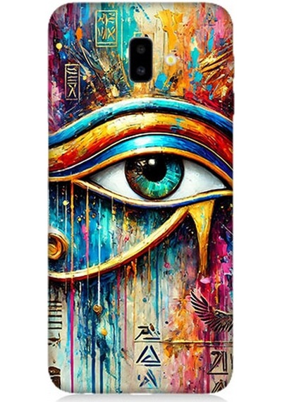 Samsung Galaxy J6 Plus Uyumlu Soyut Detayda Mavi Göz Ra Desenli Silikon Kılıf Çok Renkli