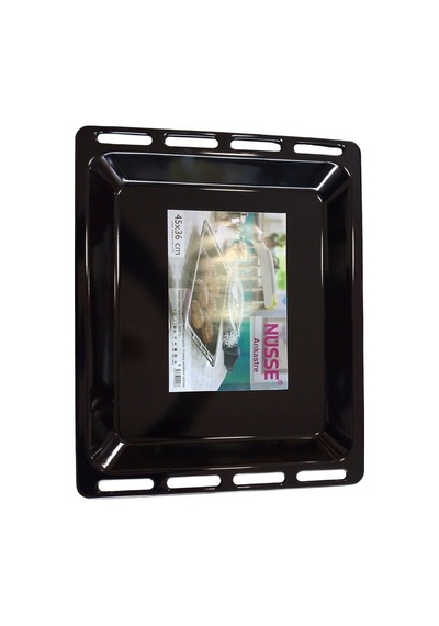 Nüsse 47x35 Cm Ankastre Fırın Tepsisi Dikdörtgen Emaye Tepsi Arçelik Beko Siyah