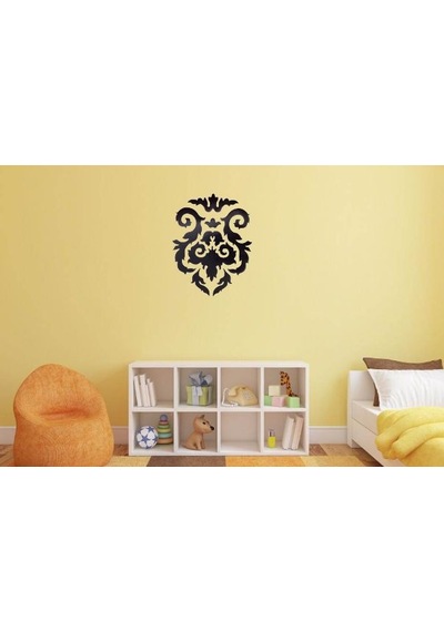 Duvar Süsü Sticker 2 Adet Siyah Çiçekli Şeffaf Filmli Pvc 48x33