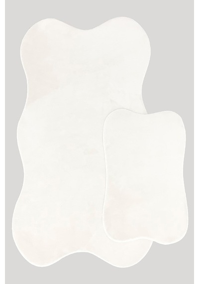 Anatolia 2'li Krem 80x140 + 50x70 Cm Büyük Ebat Banyo Paspası Seti Kaymaz Tabanlı Klozet Takımı Krem