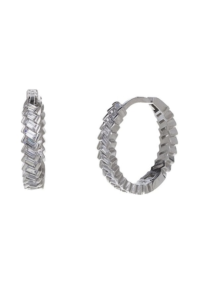 20 Mm Çapraz Baget Zirkon Taşlı 925 Gümüş Kadın Halka Küpe Gümüş