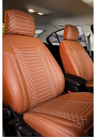 Skoda Fabia Lüx Full Deri Oto Koltuk Kılıfı Ön Arka Takım Exclusive Tarçın