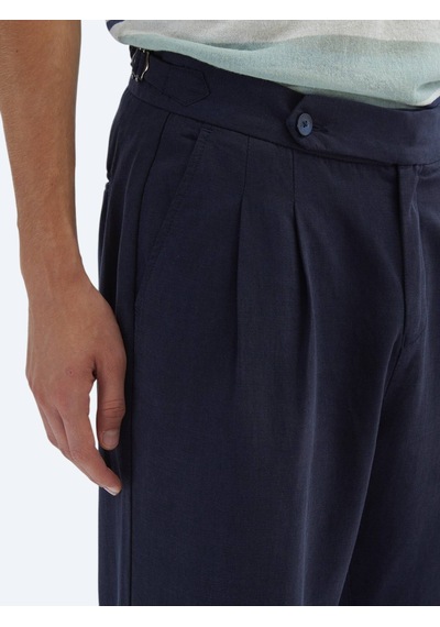 Kip Lacivert Dokuma Carrot Fit Casual Pamuk Karışımlı Pantolon Lacivert